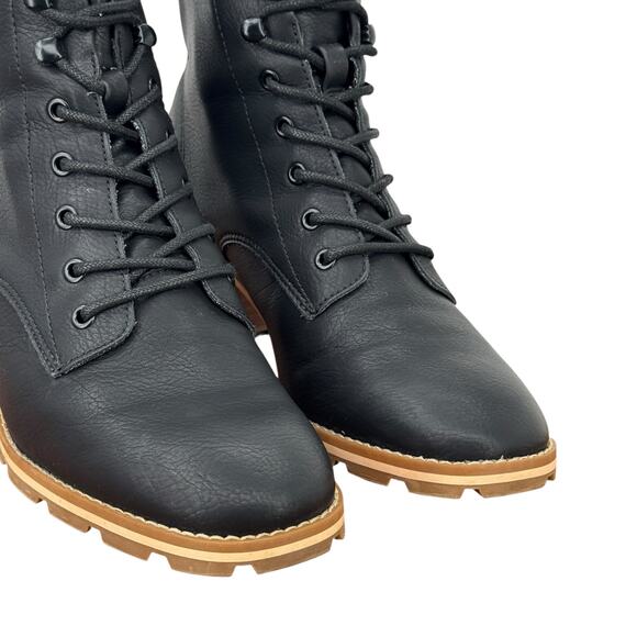 Korks Kork Ease Boot Combat Lace Up Vegan Womens SZ 8.5 Black Ankle Faux Leather - Picture 6 of 12